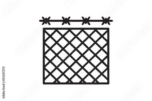Security Fence silhouette vector with white background
