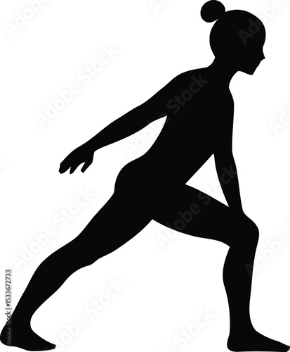 Silhouette of a Yoga Pose: A minimalist depiction of a person gracefully executing a yoga pose, their silhouette against the starkness of the composition. The pose is one of strength and balance. 