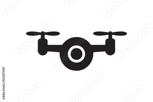 Surveillance Drone silhouette vector with white background