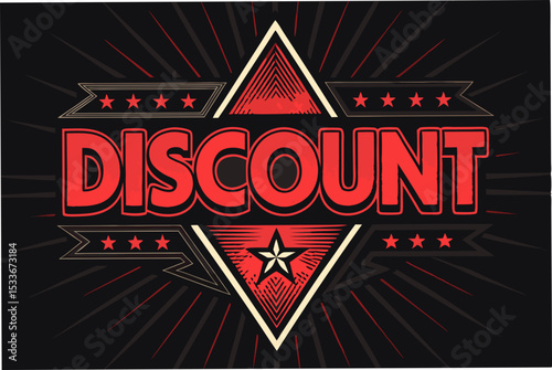 Design a vibrant discount vector graphic featuring sharp, angular red triangles forming a dynamic composition.  Bold red is essential; convey urgency and savings.