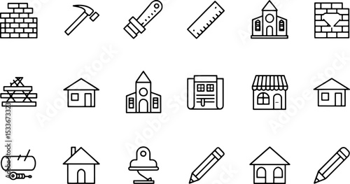 outline icons related to building  architecture  h (1).eps