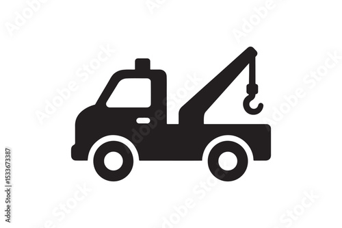Tow Truck silhouette vector with white background