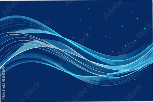 Generate an abstract image of flowing, dynamic strokes of light color moving across a bold, deep blue background.  The strokes should suggest movement and energy.