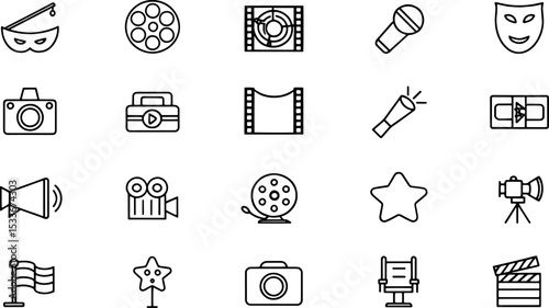 outline icons related to entertainment and media   (1).eps