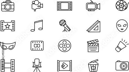 outline icons related to entertainment and media  .eps