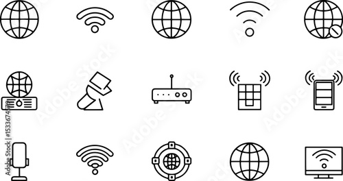 outline icons related to network  internet  linear.eps