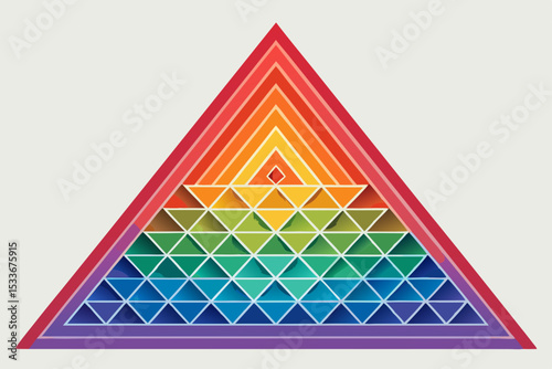 Generate a vibrant image of layered geometric shapes; bold contrasting triangles and squares, exhibiting high contrast and sharp lines.
