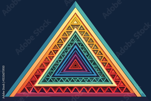 Generate a vibrant abstract image featuring layered, overlapping triangles and squares in bold, high-contrast colors.  Emphasize sharp lines and geometric precision.