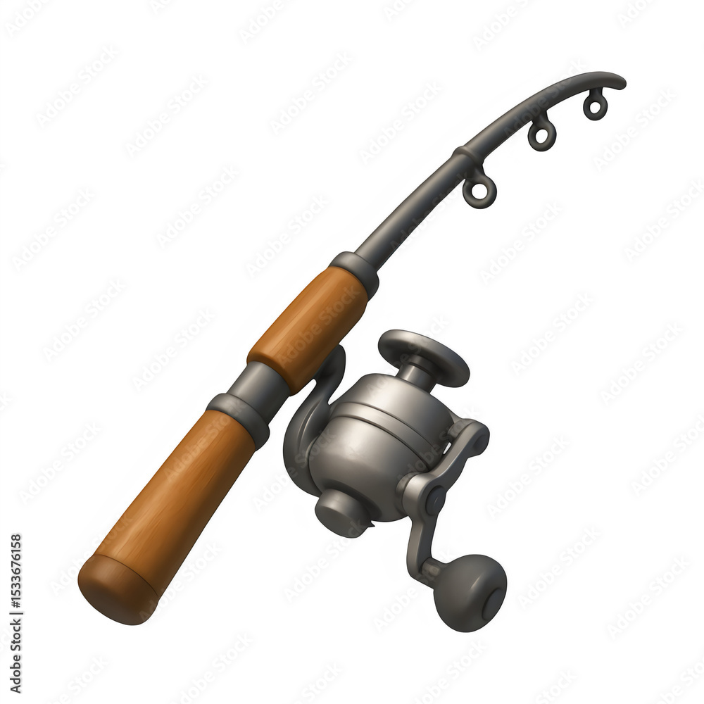 Obraz premium 3d fishing rod icon isolated on transparent background. Outdoor and fishing concept