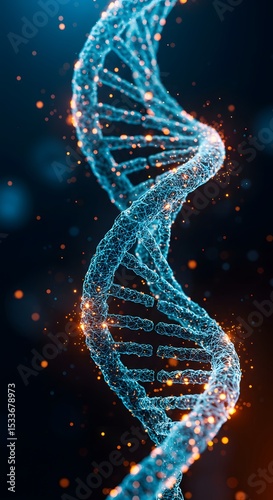 3D DNA strand spinning slowly with blurred background, ideal for visuals on biotech, genetics, and medical science vertical phone

