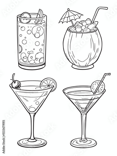 Cocktail drink png cut out element .eps