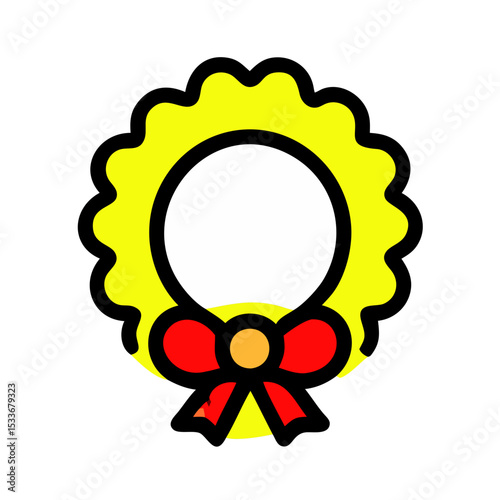 Yellow Christmas wreath with red bow