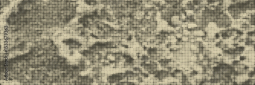Halftone effect background with organic stone texture. Beige brown overlay. Gritty retro monochrome vector gradient.