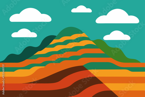 Vibrant Hillside Landscape Colorful Layers of Earth and Sky