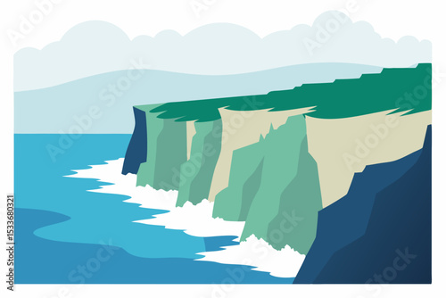 Majestic Coastal Cliffs A Stunning Landscape Illustration