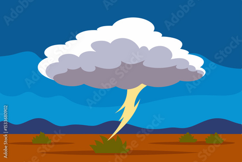 Desert Storm Dramatic Lightning Strike Illustration