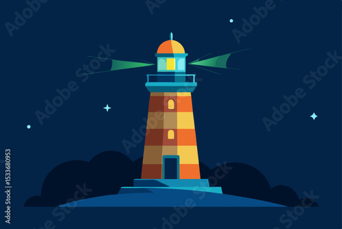 Lighthouse Guiding Light Night Navigation and Coastal Safety Beacon