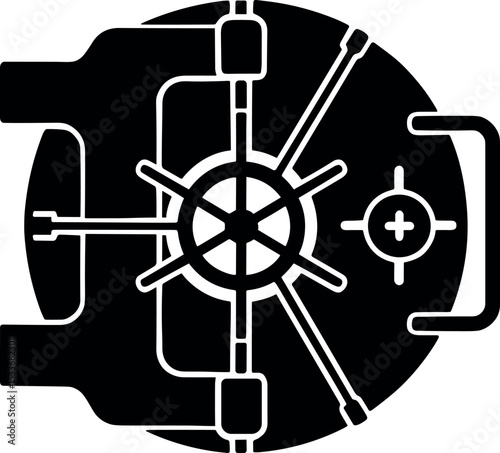 Bank Vault Vector black silhouette print design