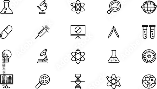 science and research line icons collection  big ui.eps