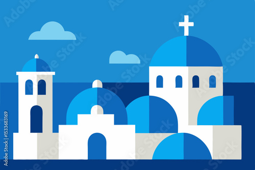 Mediterranean Escape Blue-Domed Churches and Greek Island Architecture