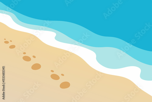 Tropical beach with golden sand, blue ocean waves, and a clear summer sky creating a beautiful coastal paradise