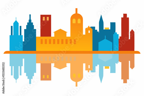 Vibrant Cityscape Skyline Reflection Urban Architecture and Design