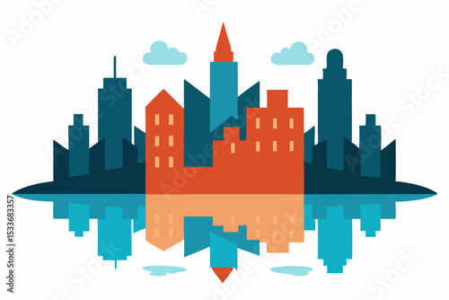 Cityscape Reflection Urban Architecture and Design Illustration