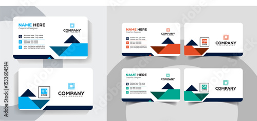 Minimal Navy Blue and blue Business Card Template Set for Corporate and Creative Professionals