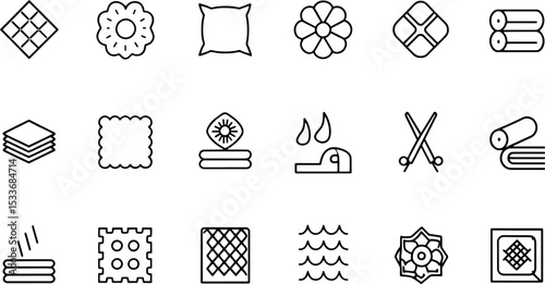 set of fabric material line icon set  fabric featu.eps