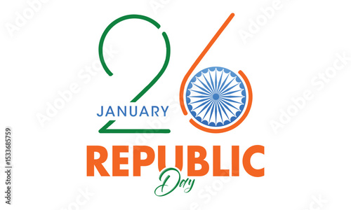 Happy Republic Day Typography with Tri Color Indian Flag Background Design vector, Happy Republic Day text