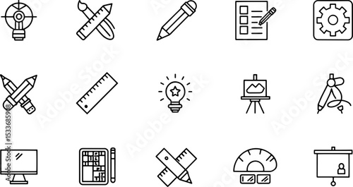 set of thin line web icons of graphic design and p.eps