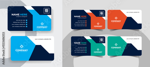 Minimal Navy Blue and blue Business Card Template Set for Corporate and Creative Professionals