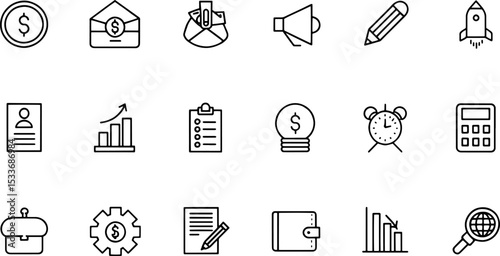 simple black and white icon set for business .eps
