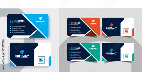 Minimal Navy Blue and blue Business Card Template Set for Corporate and Creative Professionals