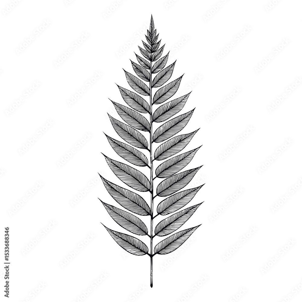 Fototapeta premium Elegant Monochrome Fern Leaf Illustration