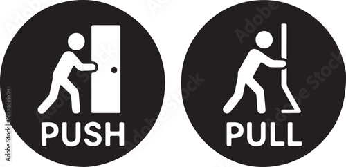 Blue vector illustration of people running for business exit information sign