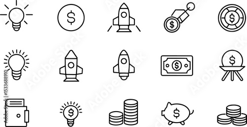 startup business line editable icon set  editable .eps