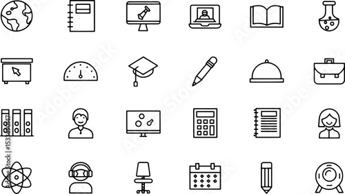 teacher icons set  classroom  lesson planning  des.eps