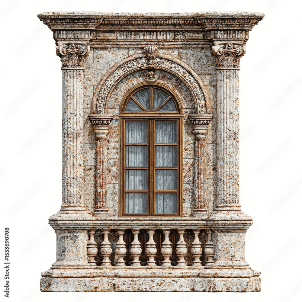 Fototapeta premium Architectural Detail Ornate Stone Balcony with