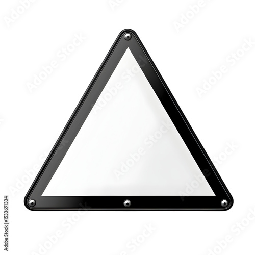 white triangle with black border label sign, Blank Label Mockup Illustration, Isolated Industrial Sign Template, info label signage board 