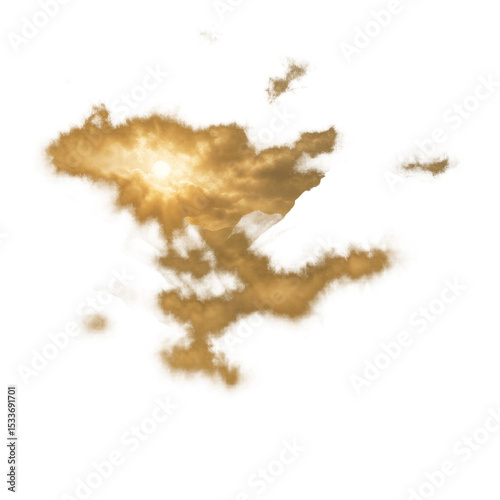 Dramatic golden sky with bright sun creating beautiful lens flare through cloud. warm glowing light feels very hopeful and offers sense of wonder and inspiration