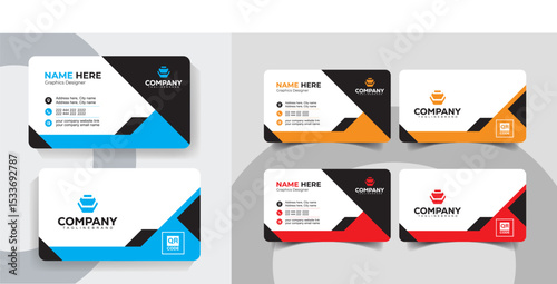 Minimal Black and Blue Business Card Template Set for Corporate and Creative Professionals
