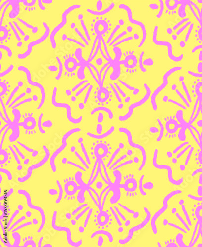 Abstract Hand Drawing Bohemian Ethnic Traditional Geometric Motif Rug Carpet Shapes Seamless Vector Pattern Isolated Background