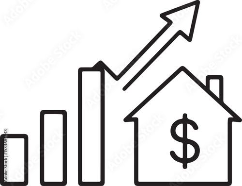 Uptrend business finance graph with arrow showing market profit and investment success