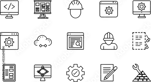 web development line icon set  included icons as d.eps