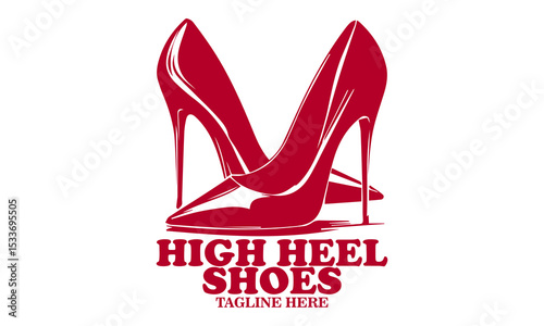 Red high heel shoes icon. high heel shoes vector illustration and high heel shoes logo design
