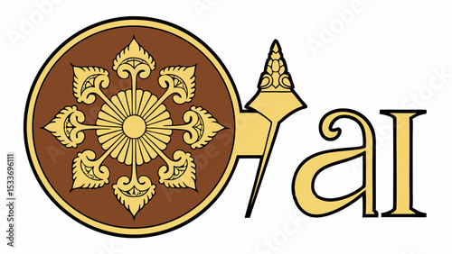 Ornate Symbol of Culture and Religion: An elegant golden and brown symbol, emblematic of cultural heritage and spiritual belief, its intricate design radiating history and significance.