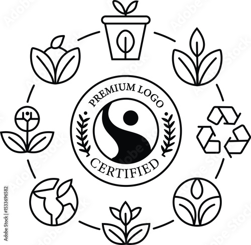 Fair Trade, Sustainability line icon set. Vector pictograms of ethical practices, eco-friendly initiatives, global responsibility, thin linear illustration.