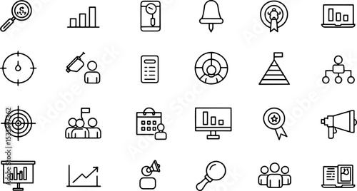 marketing icon set with campaign  strategy  target.eps