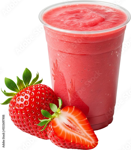 Refreshing strawberry smoothie presented with fresh strawberries